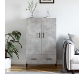 Aparador alto | aparador de comedor | armario de cocina madera de ingeniería gris hormigón 69,5x31x115 cm cfw93798