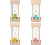 Relaxdays relojes arena cuadrados, tiempos cortos, 4 intervalos, 9x4,5x4,5 cm, temporizadores lavado dientes, multicolor