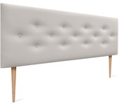 Dhome cabecero de polipiel con 3 hileras intercaladas de botones y patas cabezal tapizado cama lujo (blanco hueso, 135cm)