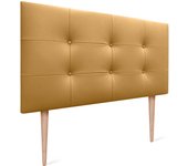 Dhome cabecero de cama acolchado capitoné 8cm de grosor. cabezal tapizado polipiel con patas cabeceros de cama (dorado, 105cm)