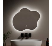 Emke espejo de baño con iluminación espejo con luz de baño sin marco con revestimiento antivaho y 3 colores de iluminación 60 × 50 cm