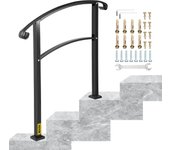 Vevor barandilla escalera hierro forjado escalera 3 peldaños balaustrada 63,5 cm altura máx peldaños 52,5 cm barandilla negro exterior interior