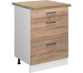 Vicco mueble bajo de cocina r-line, sonoma, 60 cm con cajones, et roble