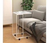Maison exclusive - mesa auxiliar con ruedas madera ingeniería blanco 40x30x63,5 cm