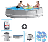 Paquete de piscina - intex - alrededor - 305x305x76 cm + accesorios cb55