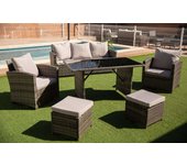 Sofa + mesa + 2 sillones+ 2 pufs de ratan pe. muebles de jardin y terraza