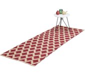 Relaxdays alfombra pasillo algodón, 70x140cm, hecha a mano, antideslizante, apta para suelo radiante, rojo