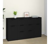Set de aparador de 3 piezas | aparador de comedor | armario de cocina de madera contrachapada negro cfw41673