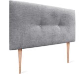 Dhome cabecero acabado lana ecológica premium liso botones con patas cabezal tapizado cama dormitorio acolchado winter luxury (gris claro, 105 cm)