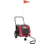 Remolque de bicicleta mascotas hierro tela oxford rojo negro cfw59322