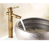 Grifo de baño antiguo de bambú, grifo monomando de latón, grifo para lavabo de bambú, modelo alto