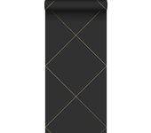 Papel pintado líneas gráficas negro y oro - 0,53 x 10,05 m - origin wallcoverings