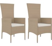 Sillas de jardín con cojines 2 unidades ratán sintético beige