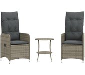 2 uds sillas de jardín | silla de exterior | sillon reclinables con mesa ratán pe gris cfw53077