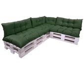 Conjunto de 7 cojines para palets, 3x asiento 120x50 y respaldo 120x40cm, cojín de jardín verde, conjunto de cojines para muebles de jardín