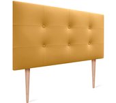 Dhome cabecero de cama acolchado capitoné 8cm de grosor. cabezal tapizado polipiel con patas cabeceros de cama (mostaza, 105cm)