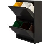 Wellhome cubo de basura y reciclaje metálico de 4 compartimentos de 17l cada uno - 68l negro mate