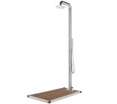 Ducha de jardín con base marrón 230 cm acero inoxidable vidaxl