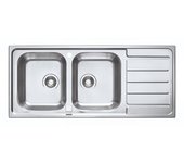 18/10 fregadero de acero inoxidable, línea 2 tanques, 1 drenante, l116cm, auto-drainado