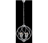 Lampadario a gabbia 4 luci ferro bianco e argento serie katerina