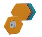 Relaxdays set 6 tableros fieltro hexagonales, fieltrogramas, pizarras anuncios, 26x30x0,9 cm, con chinchetas, multicolor