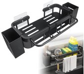 Soporte para esponja para fregadero de cocina, caja de almacenamiento de acero inoxidable con 2 soportes para palillos
