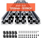 Vevor perfiles aluminio 2020, lote de 10, rail lineal anodizado 1200 mm, norma europea, ranura en t, alta resistencia, para impresora 3d, cnc, negro
