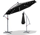 Sombrilla voladiza 3m sombrilla con led aluminio sombrilla giratoria jardín terraza balcón gris