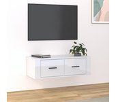 Maison exclusive - mueble de tv colgante madera blanco brillante 80x36x25 cm