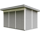Caseta jardin paneles a base de madera lp smartside 8,7 m² con suelo y baldosas bituminosas - l279xa412xa237 cm - timbela m904a - cavern steel