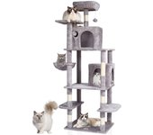 Vevor árbol para gatos interior, torre escalonada 68,5, incluye dos condominios gatos, poste sisal, hamaca, punto observación y plataformas de juego