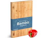 Coninx tagliere in legno grande con scanalatura per succo, antibatterico moso bambù, per tagliare verdure, frutta, formaggio, carne e altro ancora, r