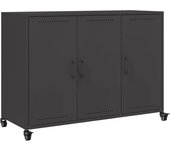Aparador | aparador de comedor | armario de cocina de acero laminado en frío negro 100,5x39x72 cm cfw95709