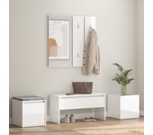 Conjunto de muebles de recibidor de madera de ingeniería blanco brillante vidaxl