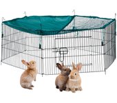 Relaxdays jaula conejo con cubierta de red para roedores y animales pequeños, acero y nailon, verde, ø 110 cm
