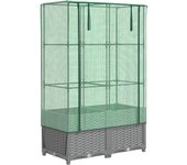 Jardinera，arriate ，macetacon cubierta invernadero aspecto ratán 80x40x138 cm cfw47489