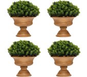Costway 4 plantas artificiales, pequeños pinos falsos, mini plantas falsas de interior con florero vintage, 4 piezas de plantas para mesa de centro, a