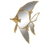 Decoración de pared dkd home decor 25 x 3 x 38 cm dorado pez