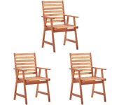 Sillas comedor de jardín 3 uds madera maciza acacia y cojines