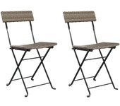 Pack 2 uds silla de jardín | sillas cafetería plegables acero y ratán sintético gris cfw55886