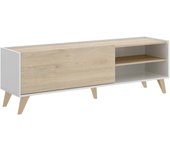 Allesia mueble tv, aparador bajo de salón, aparador de salón para televisión, 155x43h47 cm, roble y blanco