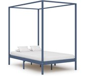 Estructura de cama con dosel gris madera maciza de pino 120 x 200 cm