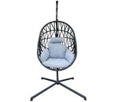 Rebecca mobili sillón colgante mecedora polyrattan gris para jardín casa