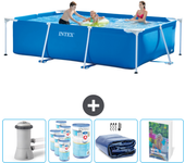 Paquete de piscina - intex - rectángulo - 300x200x75 cm + accesorios cb118