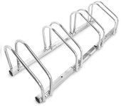 Relaxdays soporte bicicletas suelo o pared, portabicicletas para 4 bicis, acero cromado, exterior, 26x100x32cm, plateado
