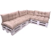 Conjunto de 7 cojines para palets, 3x asiento 120x80 y respaldo 120x40cm, cojín de jardín, conjunto de cojines para muebles de jardín beige