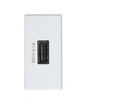 Cargador simon 27 play con usb 5v dc 2,1a tipo a+h blanco