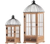 Set 2 faroles antique 30x30x80 / 22x22x53 cm