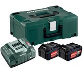 Pack énergie 18v metabo - pack 2 batteries 18 volts + chargeur rapide 2 x 5,2 ah li-power, asc 145, coffret metaloc - 685065000