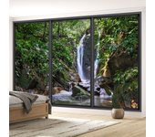 Papel pintado panorámico trampantojo ventanal - cascada